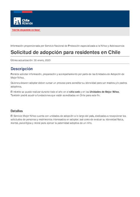 Solicitud de adopción para residentes en Chile